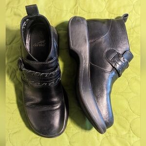Dansko Black Leather Booties, Size 39 (US 9)